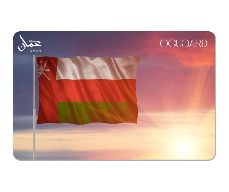 Oman Flag with Sunset